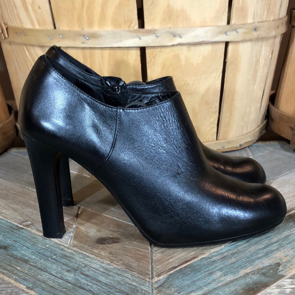 LK Bennett Doris Black Leather Heeled Booties